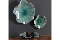 Abella Ceramic Wall Art In Blue, Set Of 3