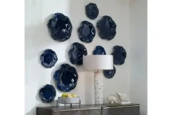 Abella Ceramic Wall Art In Blue, Set Of 3