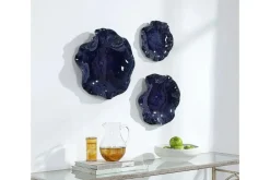 Abella Ceramic Wall Art In Blue, Set Of 3