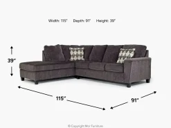 Abinger Sofa Tux Chaise Sectional In Smoke, Left Facing