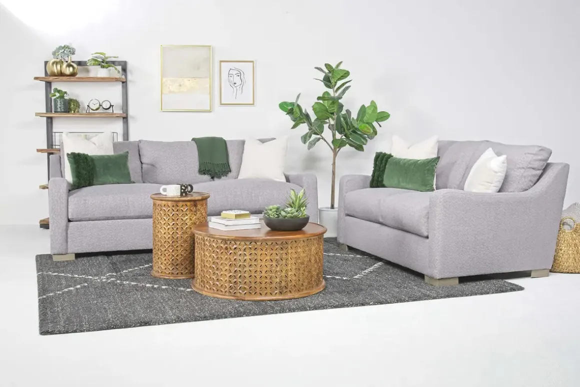 Alice Sofa & Loveseat In Bellevue Platinum