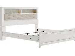 Altyra Bookcase Bed In Pearl White, Queen