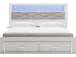 Altyra Bookcase Bed W/ Storage In Pearl White, Queen