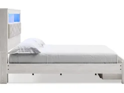 Altyra Bookcase Bed W/ Storage In Pearl White, Queen