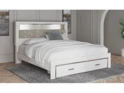 Altyra Bookcase Bed W/ Storage In Pearl White, Queen