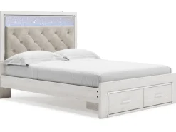 Altyra Panel Bed W/ Storage In Pearl White, Queen