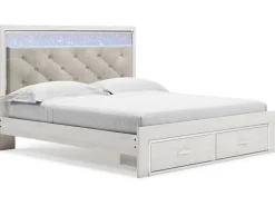 Altyra Panel Bed W/ Storage In Pearl White, Queen