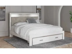 Altyra Panel Bed W/ Storage In Pearl White, Queen
