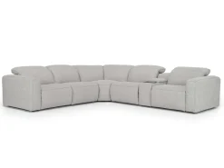 Amara 6 Piece 2 Power Sectional W/ 2 Power Armless Recliner In Tasmin Granite