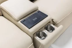 Amara 6 Piece 2 Power Sectional W/ 2 Power Armless Recliner In Tasmin Granite