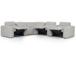 Amara 6 Piece 2 Power Sectional W/ 2 Power Armless Recliner In Tasmin Granite