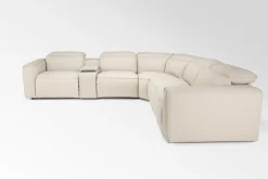 Amara 6 Piece 2 Power Sectional W/ 2 Power Armless Recliner In Tasmin Granite