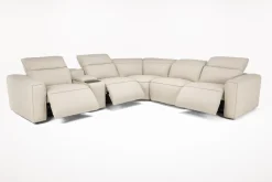 Amara 6 Piece 2 Power Sectional W/ 2 Power Armless Recliner In Tasmin Granite