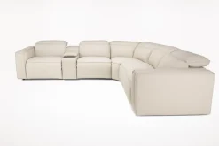 Amara 6 Piece 2 Power Sectional W/ 2 Power Armless Recliner In Tasmin Granite