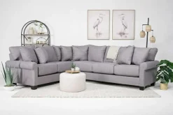 Amelia Crypton Performance Tux Sofa Sectional In Nomad Slate, Left Facing