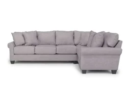 Amelia Crypton Performance Tux Sofa Sectional In Nomad Slate, Left Facing