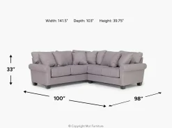 Amelia Crypton Performance Tux Loveseat Sectional In Nomad Slate, Left Facing