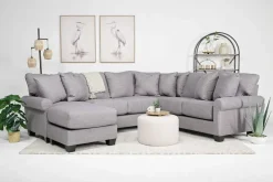 Amelia Crypton Performance Sofa Chaise Sectional In Nomad Slate, Left Facing