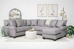 Amelia Crypton Performance Sofa Chaise Sectional In Nomad Slate, Left Facing
