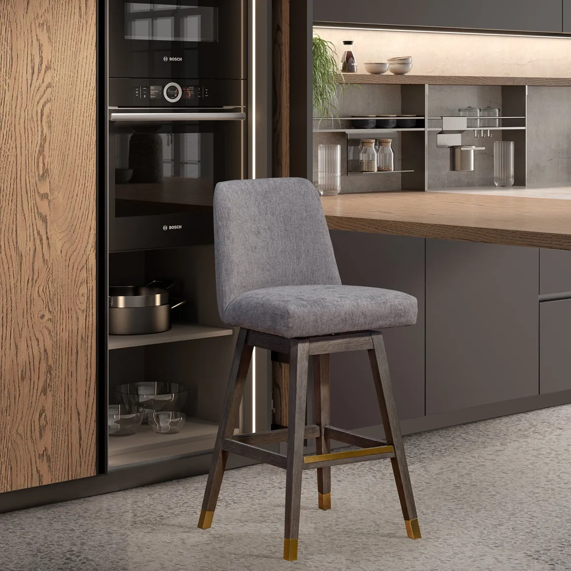 Amelia Swivel Barstool In Mocha