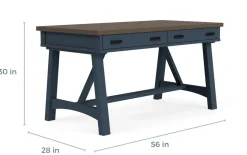 Americana Office Desk In Blue, 60 Inch