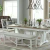 Americana Trestle Dining Table & 4 Chairs & Bench In Cotton