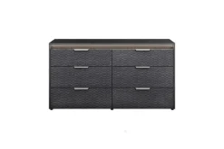 Amy Upholstered Panel Bed, Dresser, Mirror & Nightstand In Dark Oak, Queen