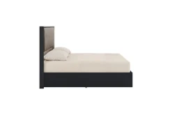 Amy Upholstered Panel Bed In Dark Oak, Queen
