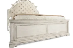 Anastasia Upholstered Panel Bed In Antique Bisque, Queen