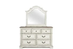 Anastasia Upholstered Panel Bed, Dresser, Mirror & Nightstand, Queen