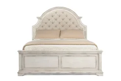 Anastasia Upholstered Panel Bed, Dresser, Mirror & Nightstand, Queen
