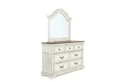 Anastasia Upholstered Panel Bed, Dresser, Mirror & Nightstand, Queen