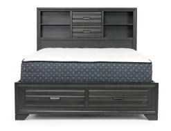 Andes Bookcase Bed W/ Storage In Charcoal, Twin