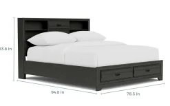 Andes Bookcase Bed W/ Storage In Charcoal, Twin