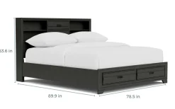 Andes Bookcase Bed W/ Storage In Charcoal, Twin