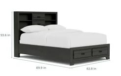 Andes Bookcase Bed W/ Storage In Charcoal, Twin