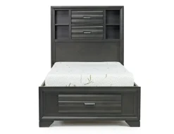 Andes Bookcase Bed W/ Storage In Charcoal, Twin