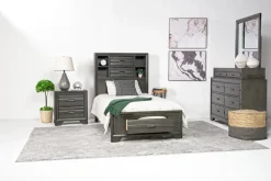 Andes Wall Bed, Dresser & Mirror In Charcoal, Twin