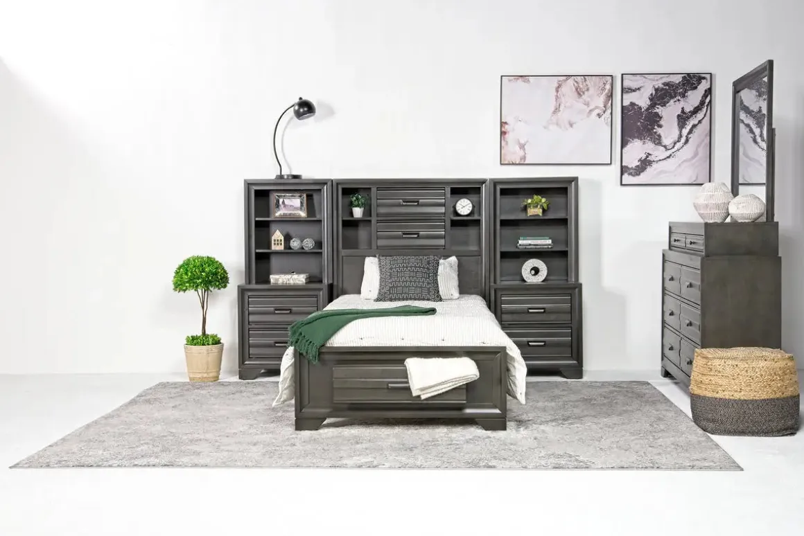 Andes Wall Bed In Charcoal, Twin