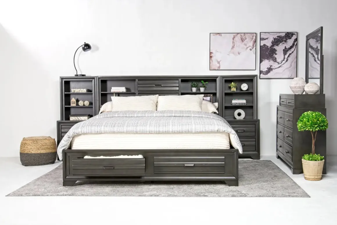 Andes Wall Bed In Charcoal, Twin