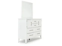 Andover Panel Bed, Dresser, Mirror & Nightstand In White, Twin