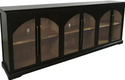 Archdale 6 Door Accent Console In Black, 96 Inch