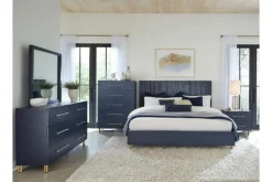 Argento Panel Bed, Dresser, Mirror & Nightstand In Misty Gray, Full