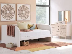 Arloster Upholstered Daybed In Tan/White, Twin