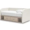 Arloster Upholstered Daybed W/ Storage Trundle In Tan/White, Twin