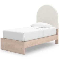 Arloster Upholstered Panel Bed In White, Twin