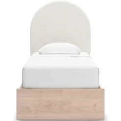 Arloster Upholstered Panel Bed In White, Twin