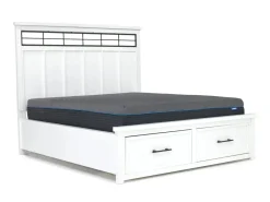 Ashbryn Storage Bed, Dresser, Mirror & Nightstand In White, Queen