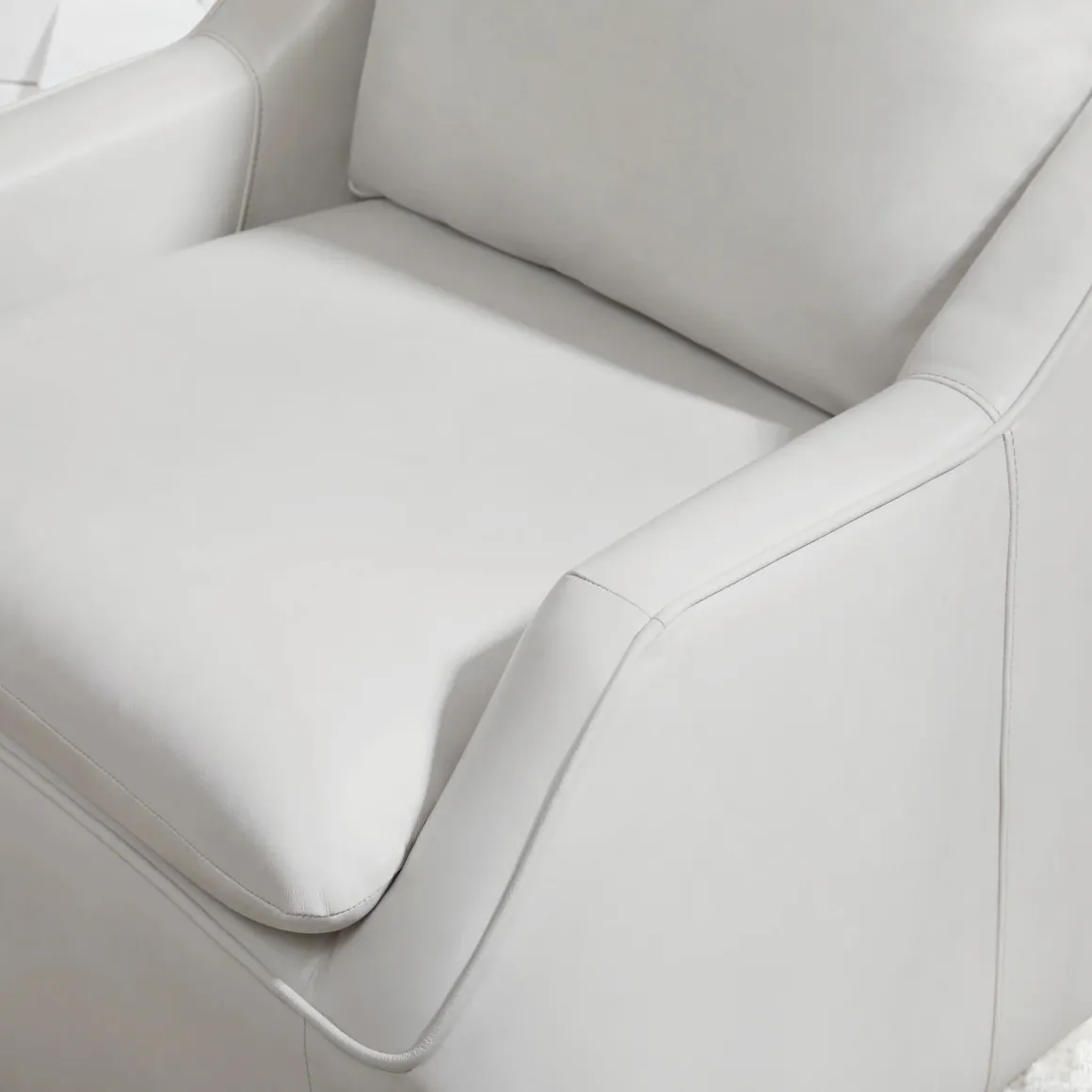 Asher Leather 360 Degree Swivel Chair In Ice