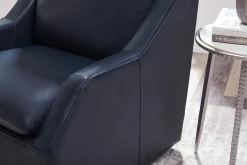 Asher Leather 360 Degree Swivel Chair In Ice